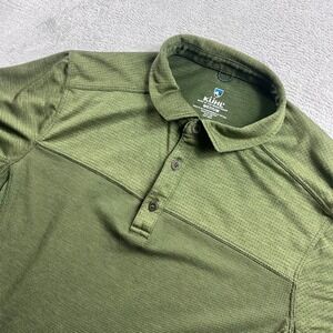 Kuhl Men Wayfarer Polo Shirt Olive Green Short Sleeve Technical Knit 7424 Medium